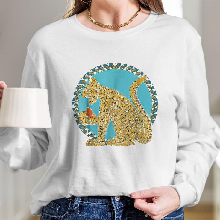 Native American Indian Aztec Mayan Jaguar Long Sleeve T-Shirt Gifts for Her