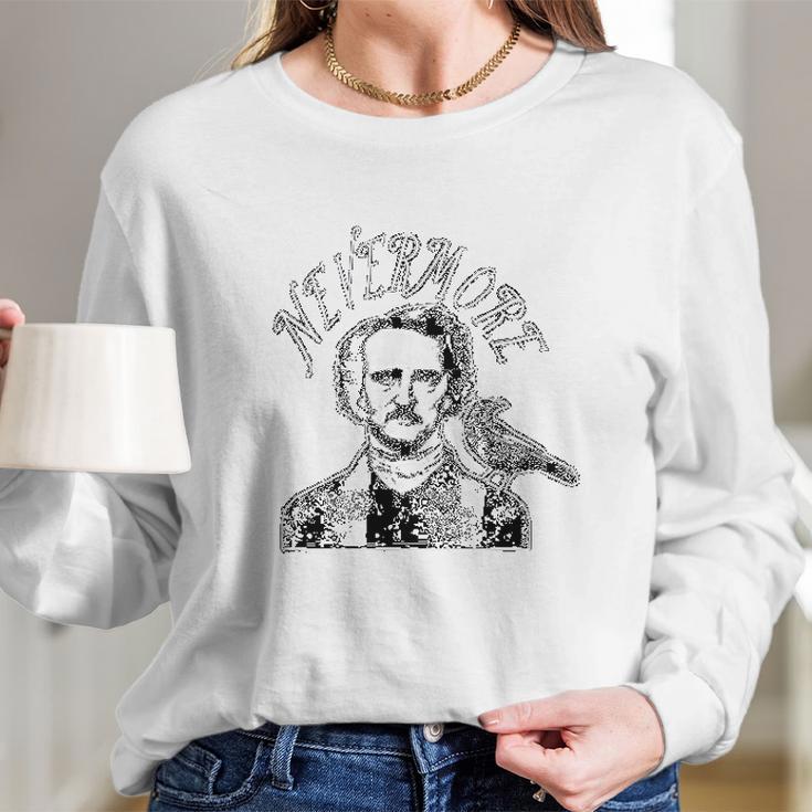 Nevermore Edgar Allan Poe Raven Long Sleeve T-Shirt Gifts for Her