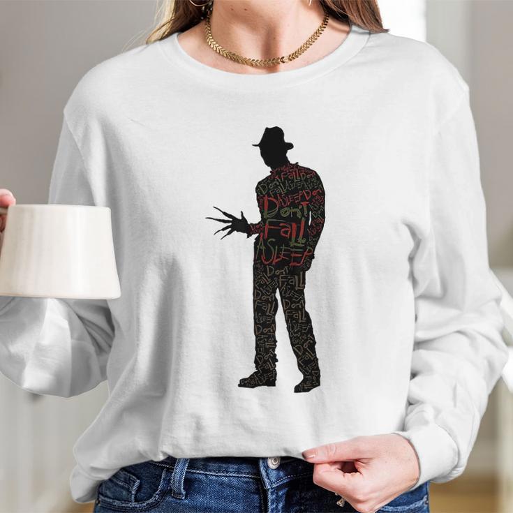 A Nightmare On Elm Street Freddy Silhouette Fill Long Sleeve T-Shirt Gifts for Her