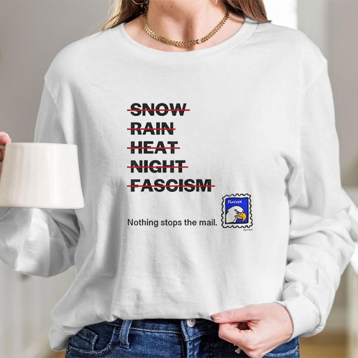 Nothing Stops The Mail Show Support For The Usps Postal Long Sleeve T-Shirt Gifts for Her