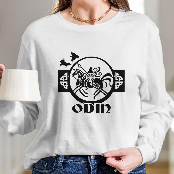 Odin Viking Shirts Valhalla Long Sleeve T-Shirt Gifts for Her