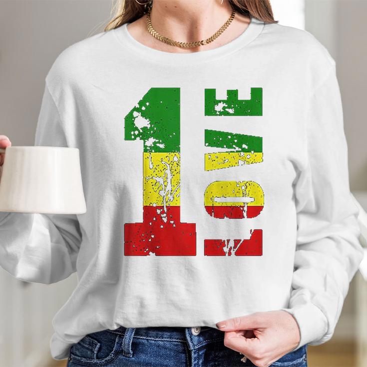 One Love Jamaica Apparel Rasta Reggae Music Caribbean Pride Long Sleeve T-Shirt Gifts for Her