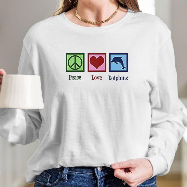 Peace Love Dolphins Long Sleeve T-Shirt Gifts for Her