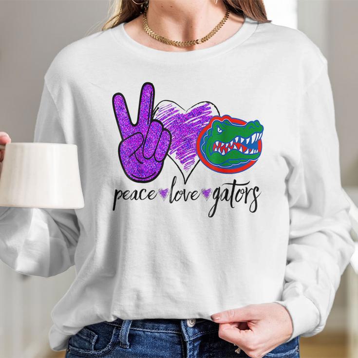 Peace Love Gators Crocodile Lovers Alligator Long Sleeve T-Shirt Gifts for Her