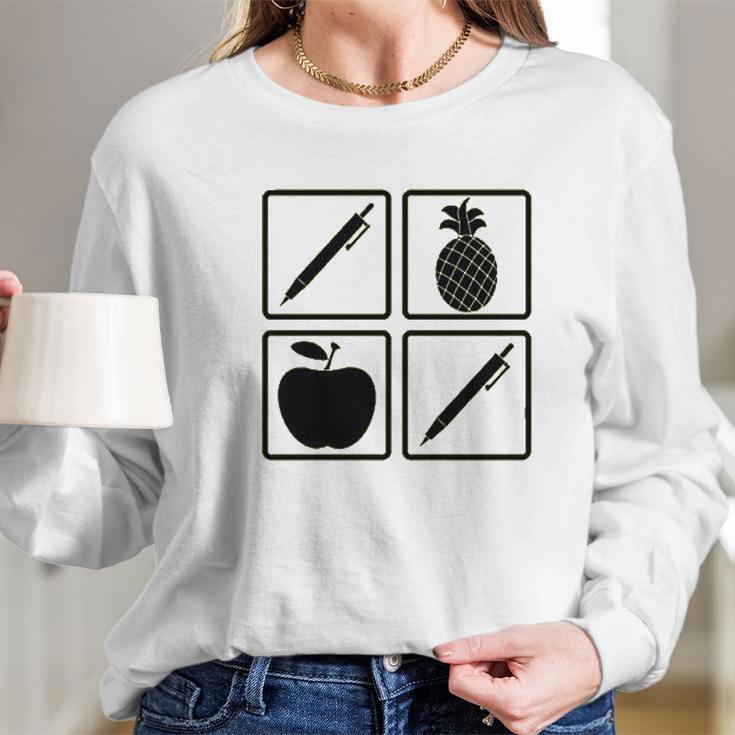 Pen Pineapple Apple Pen Long Sleeve T-Shirt Gifts for Her