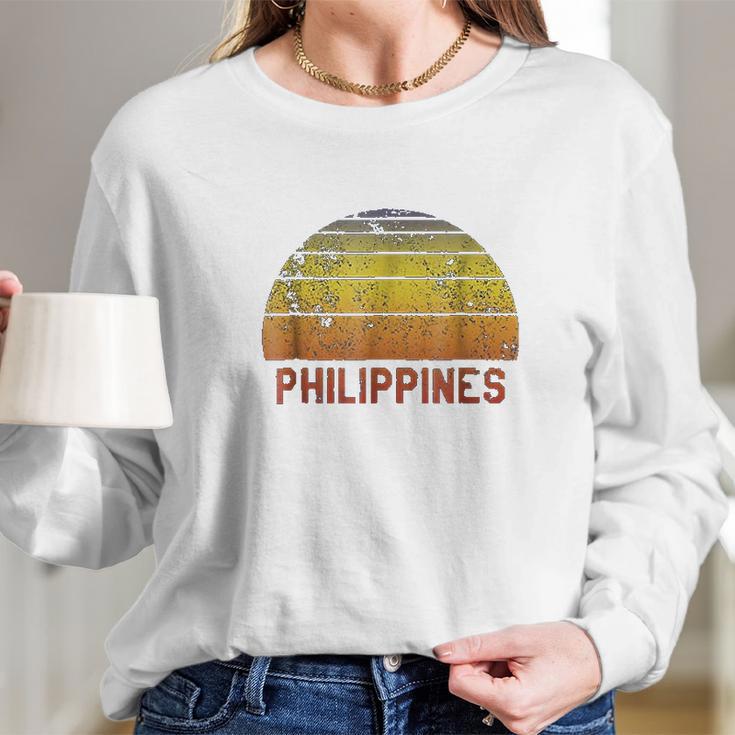 Philippines Retro Vintage 70S Throwback Surf Long Sleeve T-Shirt Gifts for Her