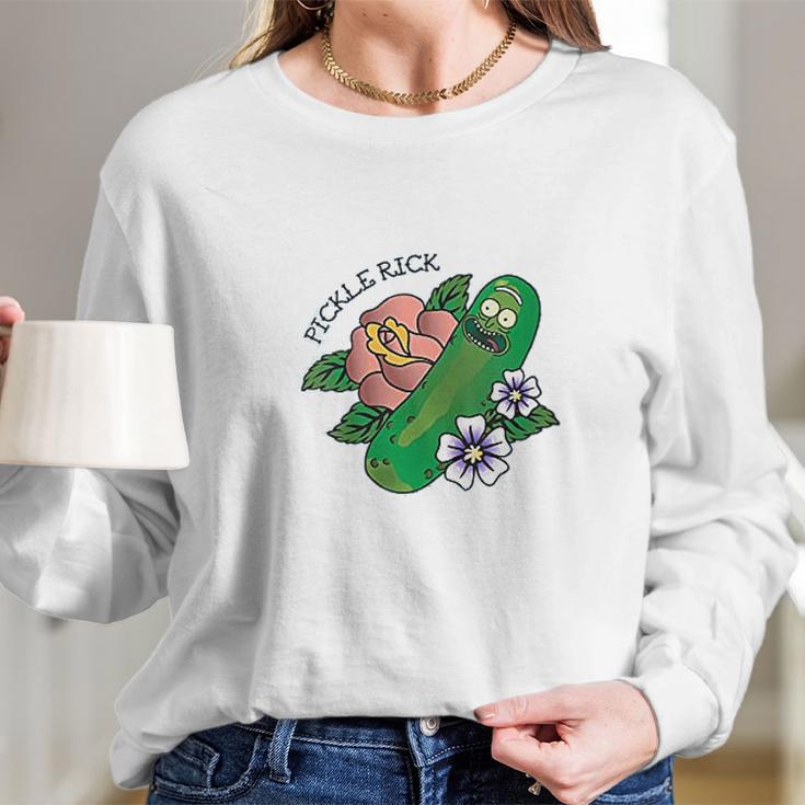 Pickle Rick Cartoon Long Sleeve T-Shirt Gifts for Her