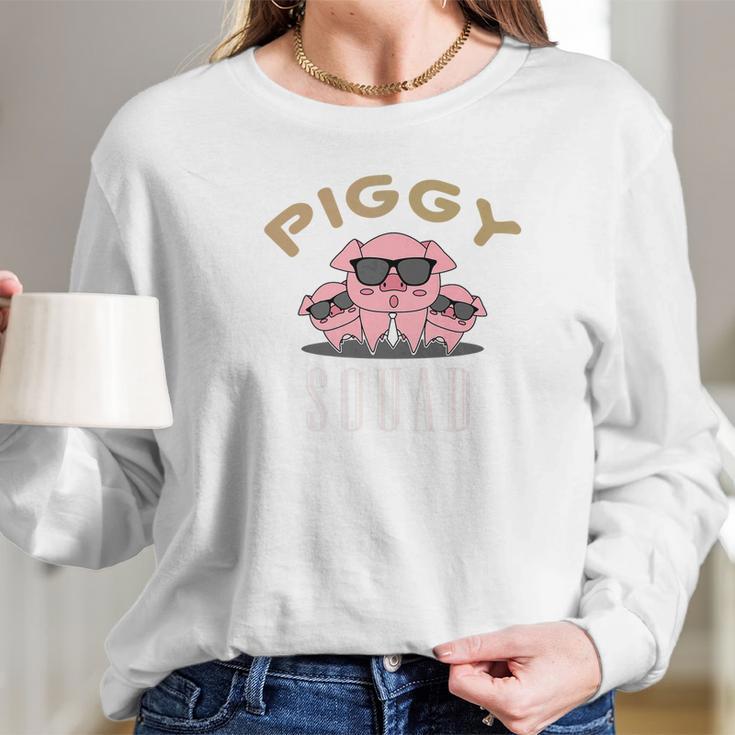 Piggy Squad Funny Cool Pigs Lover Pink Animal Tee Long Sleeve T-Shirt Gifts for Her