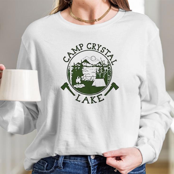 Pop Threads Camp Crystal Lake Counselor Horror Movie Graphic Ringer Long Sleeve T-Shirt Gifts for Her