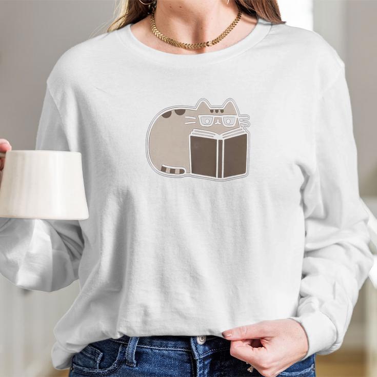 Pusheen The Cat Reading Juniors Long Sleeve T-Shirt Gifts for Her