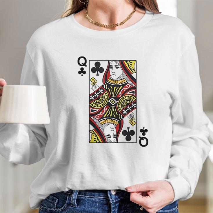 Queen Of Clubs Blackjack Playing Cards Long Sleeve T-Shirt Gifts for Her