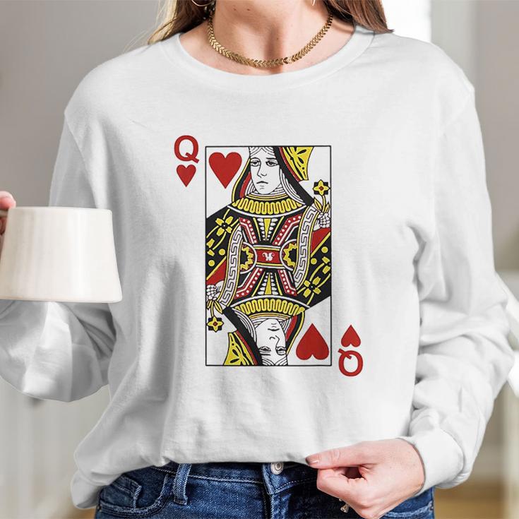 Queen Of Hearts Blackjack Cards Long Sleeve T-Shirt Gifts for Her