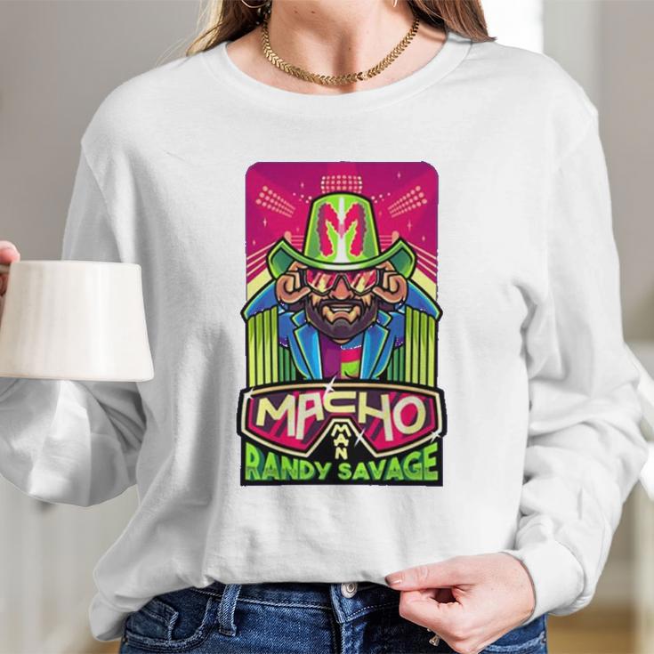 Randy Macho Man Savage Cartoon Wrestling Long Sleeve T-Shirt Gifts for Her