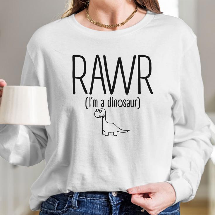 Rawr Im A Dinosaur T-Shirts Long Sleeve T-Shirt Gifts for Her