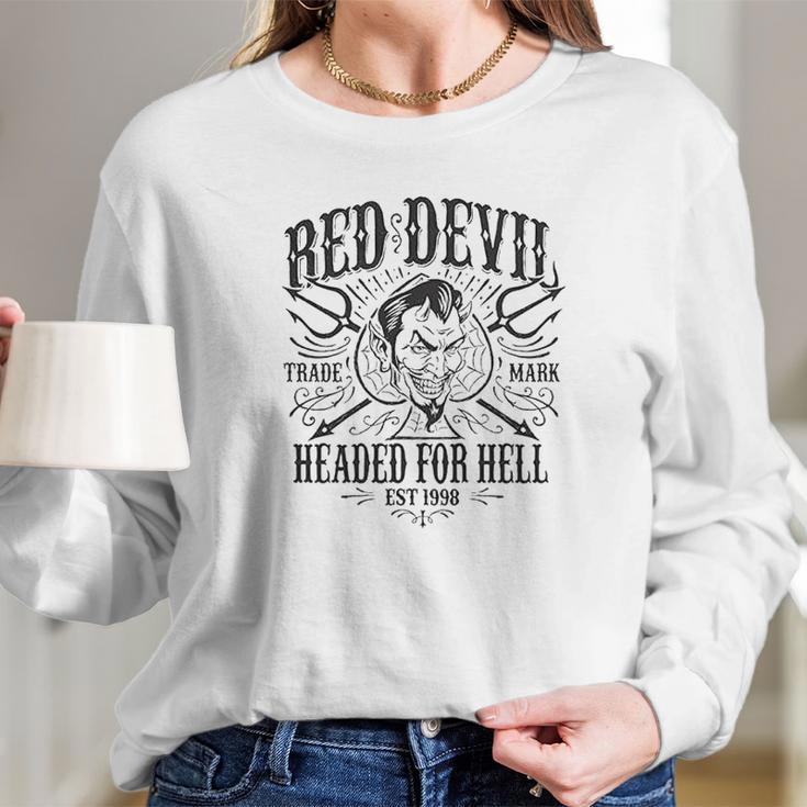 Red Devil Clothing Headed For Hell Long Sleeve T-Shirt Gifts for Her