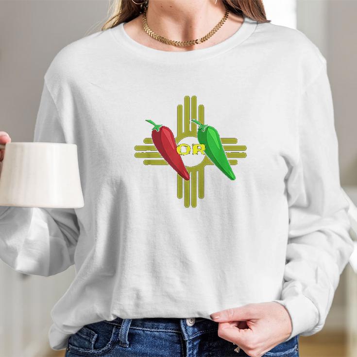 Red Or Green Chile Hatch New Mexico Zia Long Sleeve T-Shirt Gifts for Her