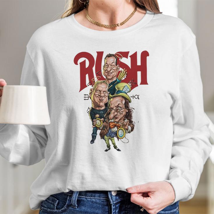 Rush Band Caricature Clockwork Angels Version Long Sleeve T-Shirt Gifts for Her