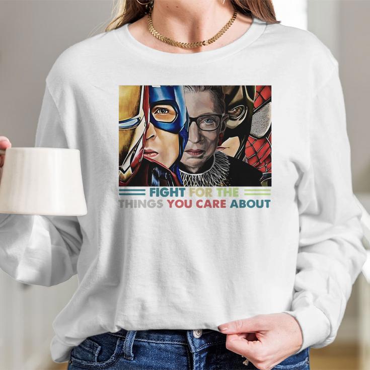 Ruth Bader Ginsburg And Avengers Fight For The Things You Care About Shirt Long Sleeve T-Shirt Gifts for Her