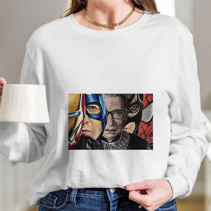 Ruth Bader Ginsburg And Avengers Not All Heroes Wear Capes Shirt Long Sleeve T-Shirt Gifts for Her