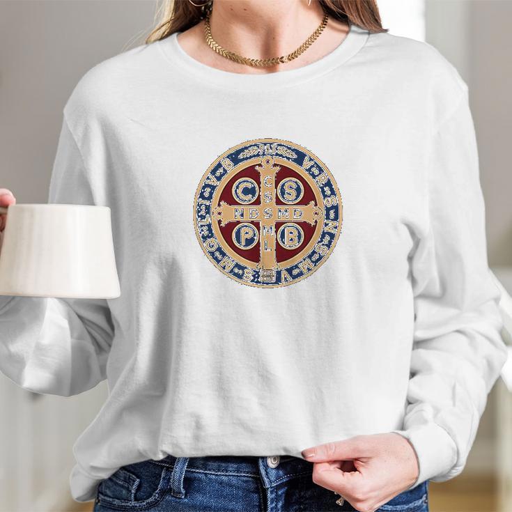 The Saint Benedict Medal Catholic Long Sleeve T-Shirt Gifts for Her