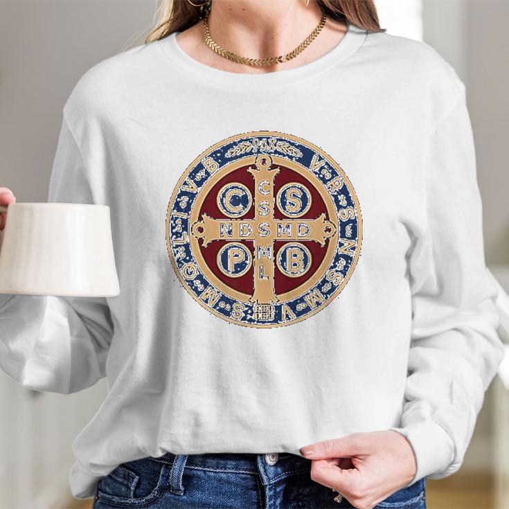 The Saint Benedict Medal Catholic Long Sleeve T-Shirt Gifts for Her