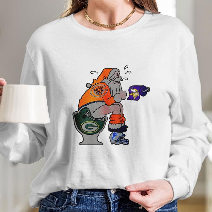 Santa Claus Chicago Bears Toilet Green Bay Packers Sweater Long Sleeve T-Shirt Gifts for Her