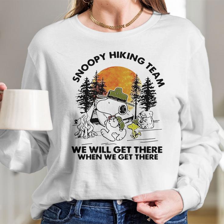 Snoopy Hiking Team We Will Get There When We Get There T-Shirt Long Sleeve T-Shirt Gifts for Her