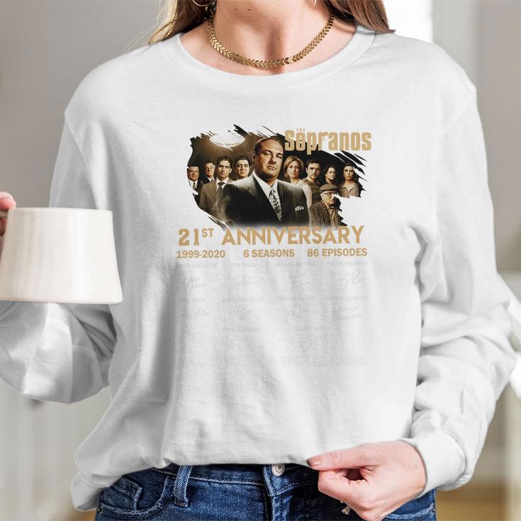 Sopranos 21St Anniversary 1999 2020 6 Seasons 86 Episodes Signatures Shirth Long Sleeve T-Shirt Gifts for Her