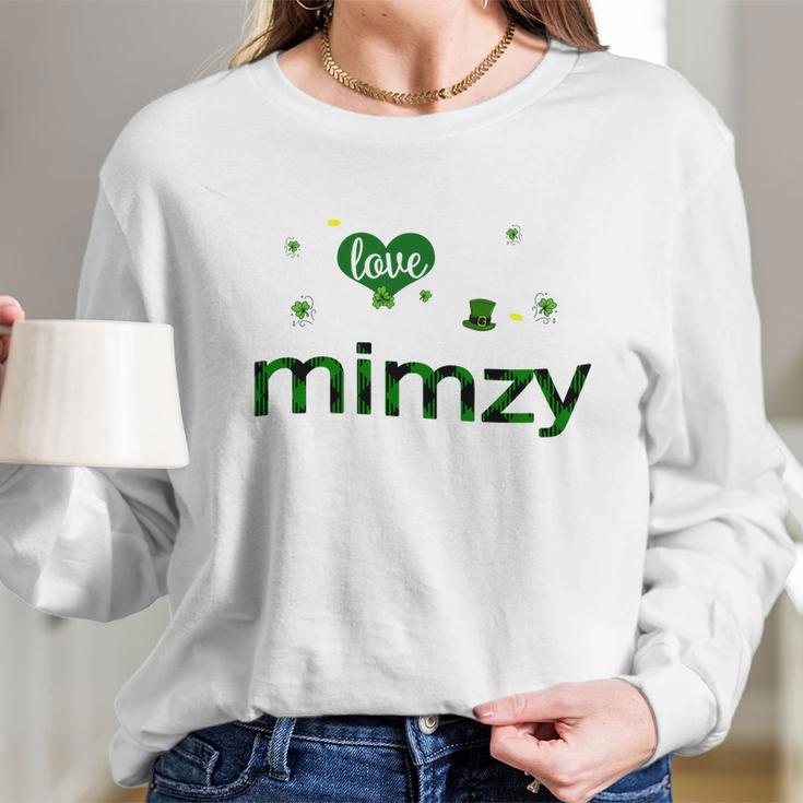 St Patricks Day Cute Shamrock I Love Being Mimzy Heart Family Gifts Long Sleeve T-Shirt Gifts for Her