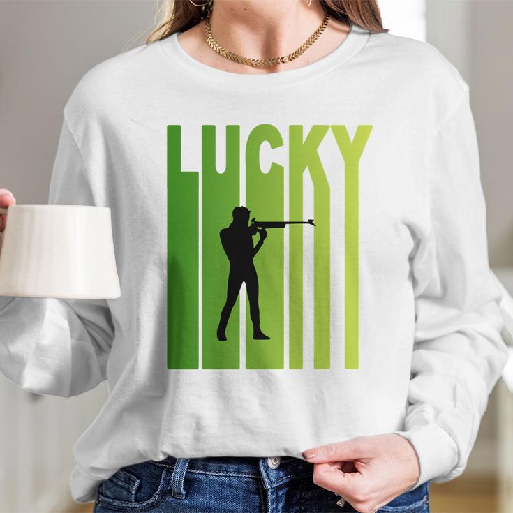 St Patricks Day Lucky Shooting Funny Sport Lovers Gift Long Sleeve T-Shirt Gifts for Her