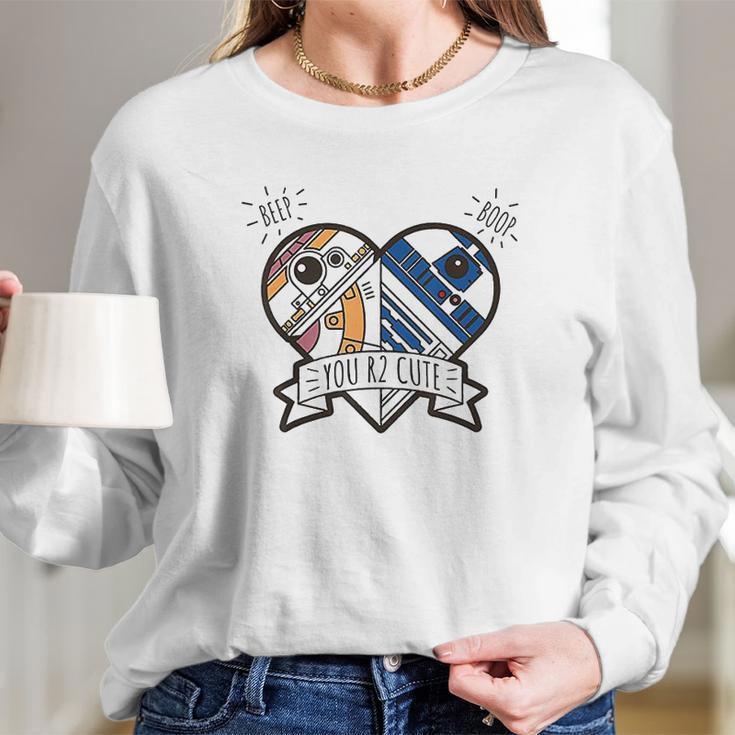 Star Wars R2-D2 Bb-8 Droid Heart Valentines Day Long Sleeve T-Shirt Gifts for Her