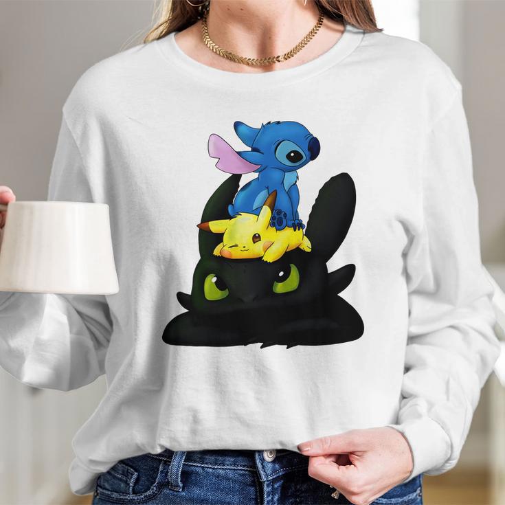 Stitch Pokemon Grinch Long Sleeve T-Shirt Gifts for Her