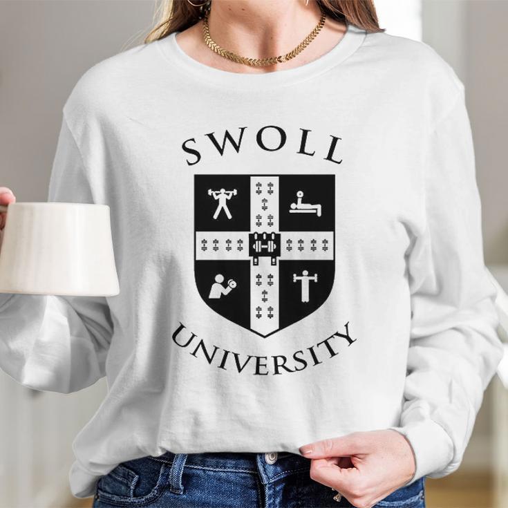 Swoll University Funny Gym Bodybuilding Long Sleeve T-Shirt Gifts for Her