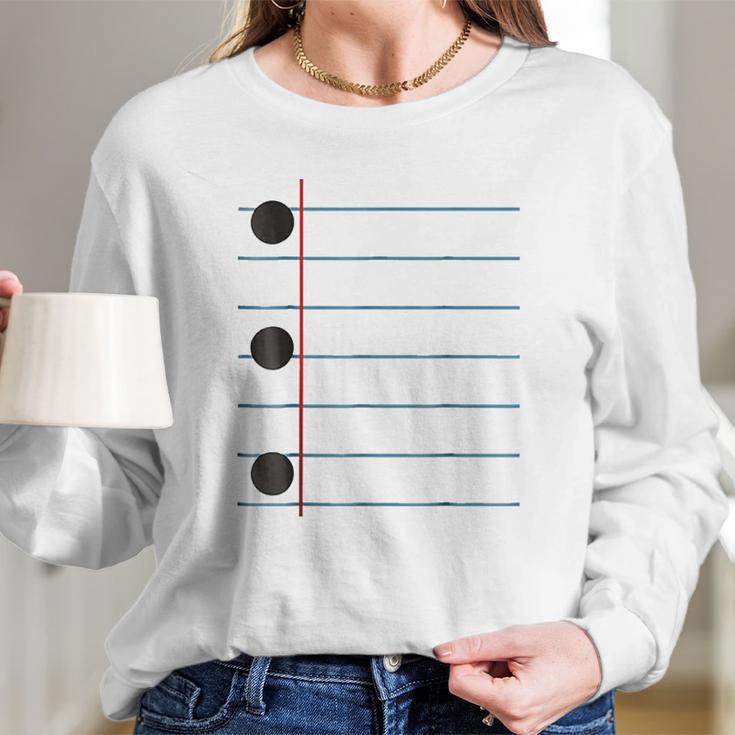 Three Hole Punch College Ruled Paper Costume Long Sleeve T-Shirt Gifts for Her