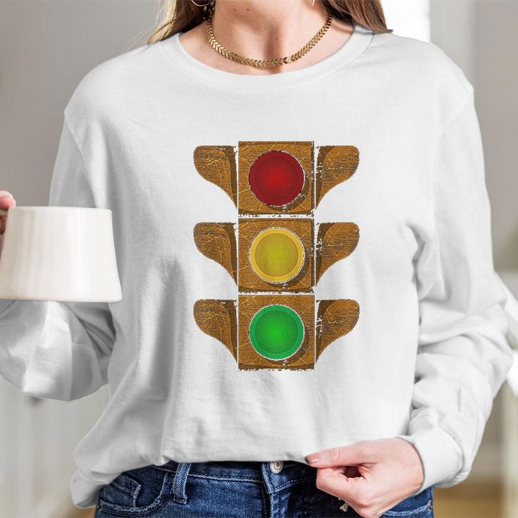 Traffic Light Vintage Rusty Stoplight Stop Go Caution Signal Long Sleeve T-Shirt Gifts for Her