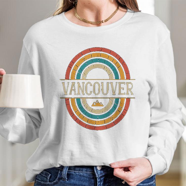 Vancouver British Columbia Canada Vintage Retro 80S Long Sleeve T-Shirt Gifts for Her