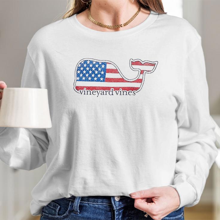 Vineyard Vines Americana Whale Long Sleeve T-Shirt Gifts for Her