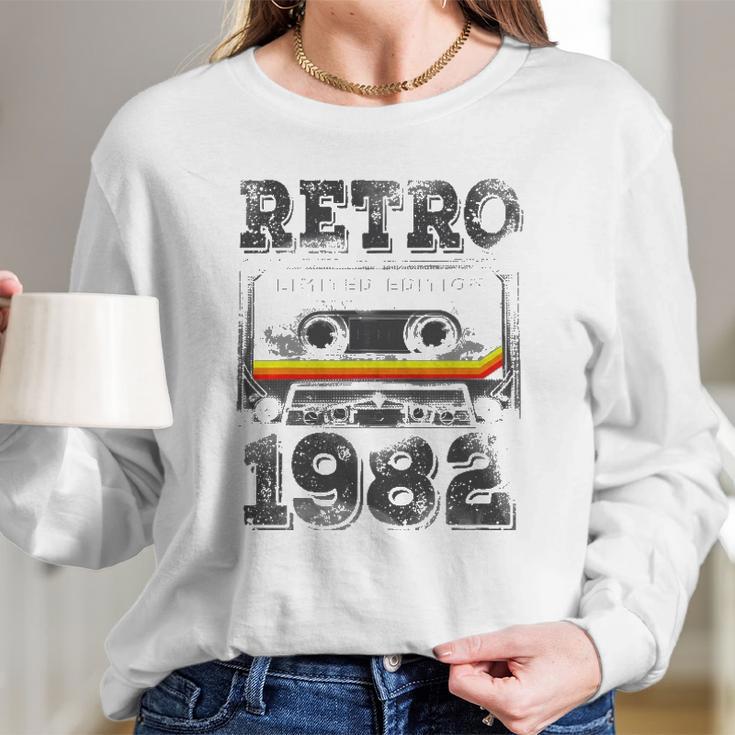 Vintage 1982 40 Years Old Cassette Tape 40Th Birthday Long Sleeve T-Shirt Gifts for Her