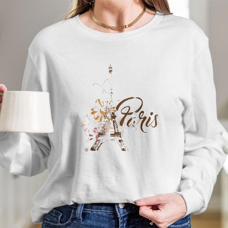 Vintage Paris I Love Travel Wanderlust Eiffel Tower Long Sleeve T-Shirt Gifts for Her