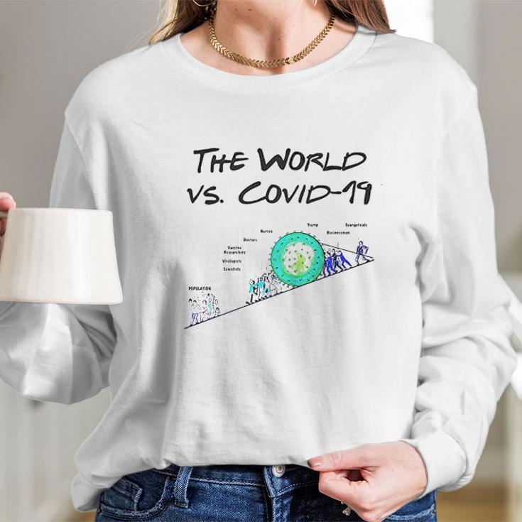 The World Vs Virus Fight Virus Cartoon Long Sleeve T-Shirt Gifts for Her