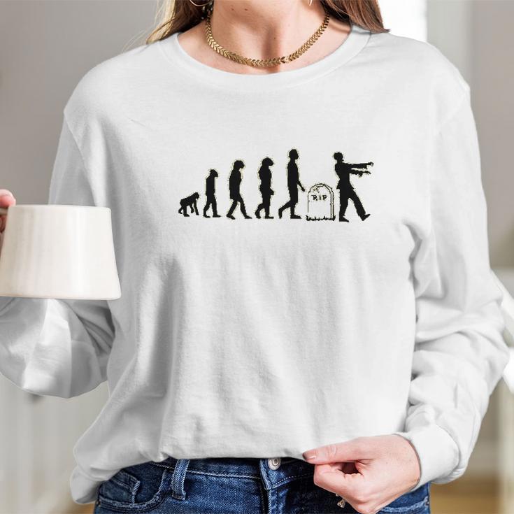 Zombie Evolution Funny Apocalypse Long Sleeve T-Shirt Gifts for Her