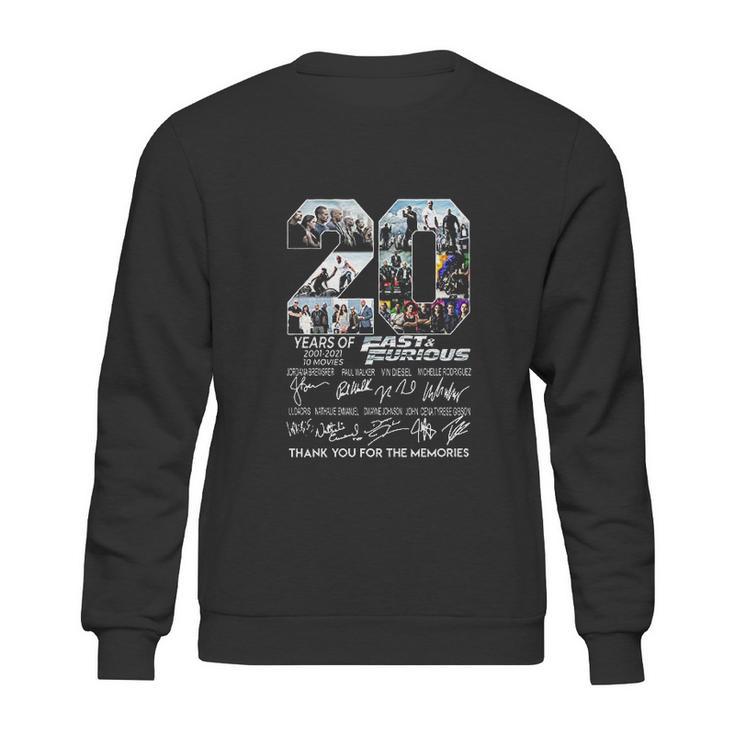 20 Years Of 2001 2021 Fast And Furious Thank You Sweatshirt