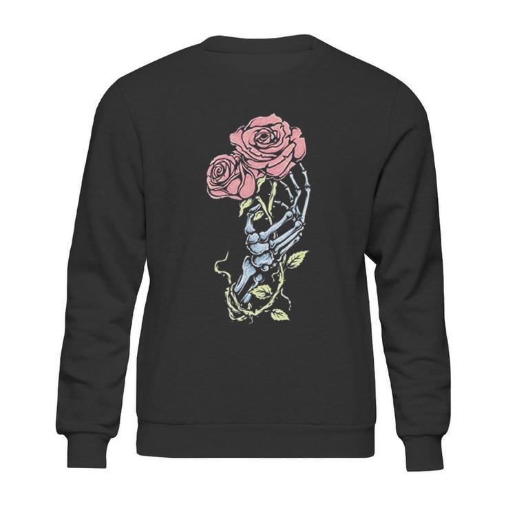 Aesthetic Skeleton Hand  Rose Pastel Goth Dark Gothic Sweatshirt