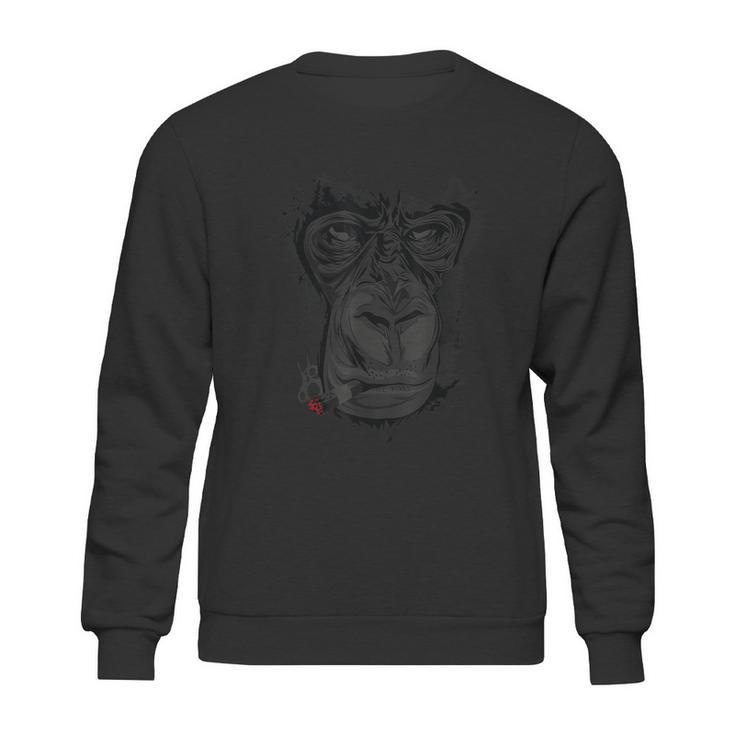 Angry Gorilla Graphic Ape Cigar Smoking Monkey Sweatshirt