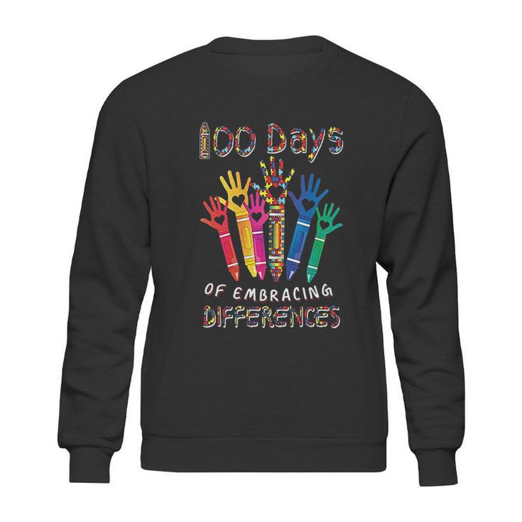 Autism Awareness Embrace Differences 100 Days Of School Iep Sweatshirt