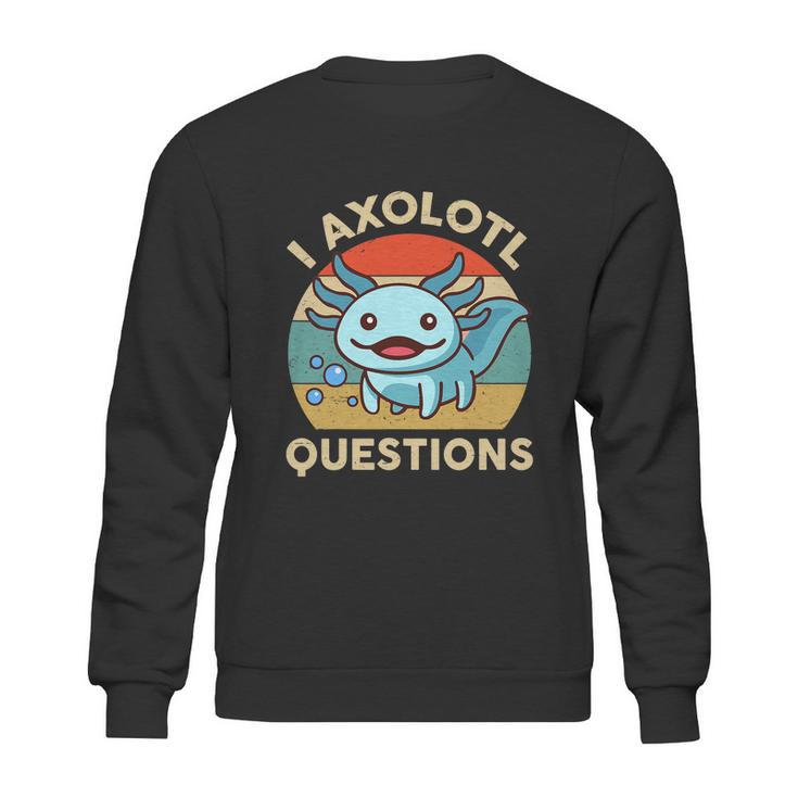 I Axolotl Questions Shirt Kids Blue Salamander Plush Axolotl Sweatshirt