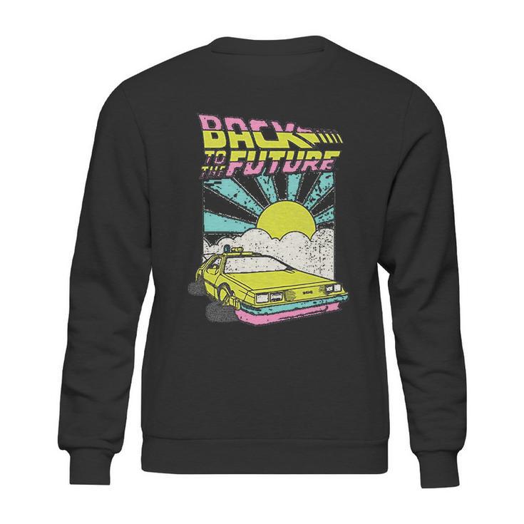 Back To The Future Delorean Sunrise Cartoon Sweatshirt