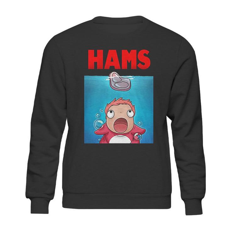 Bakugou  Anime Ponyo On The Cliff Hams Parody Jaws Sweatshirt