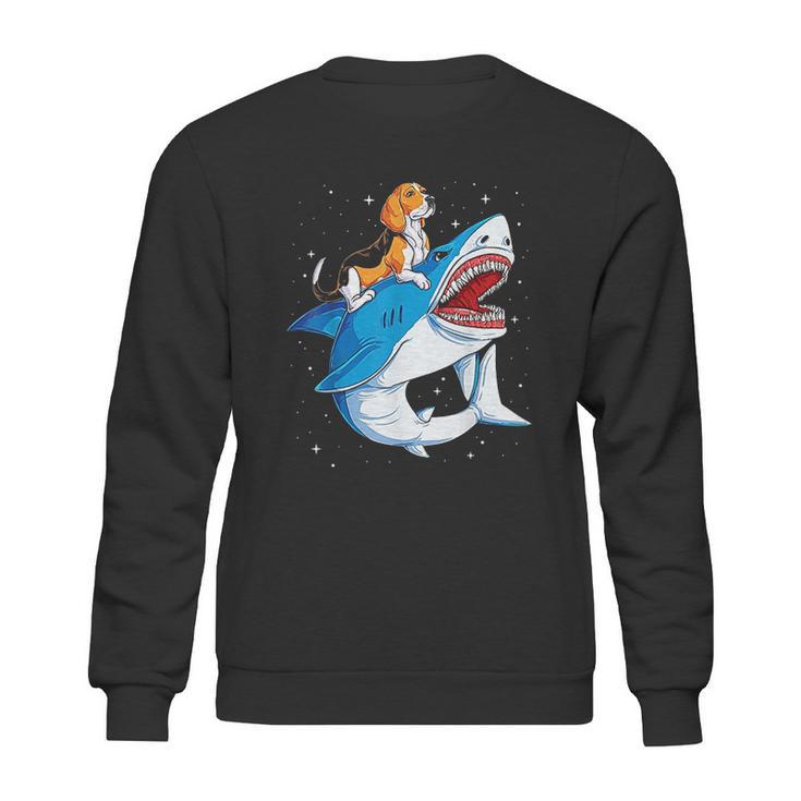 Beagle Riding Shark Jawsome Dog Lover Sweatshirt