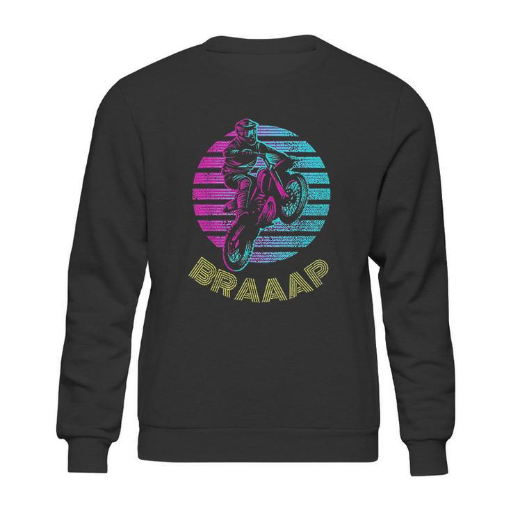 Braaap Vintage Motocross Dirt Bike Sunset Sweatshirt